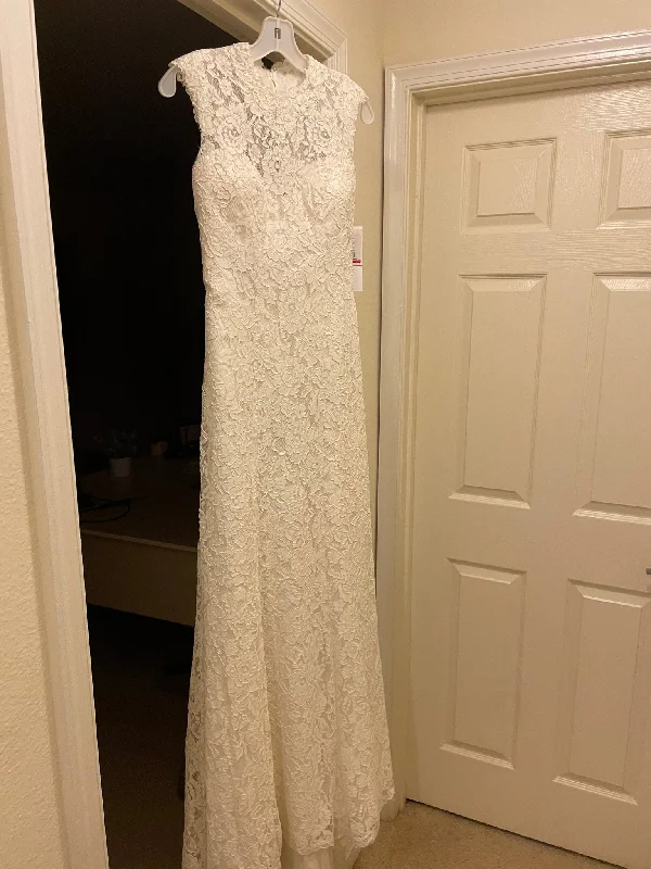 Instant Savings David's Bridal As-Is Allover Lace Cap Sleeve Sheath AI10012716