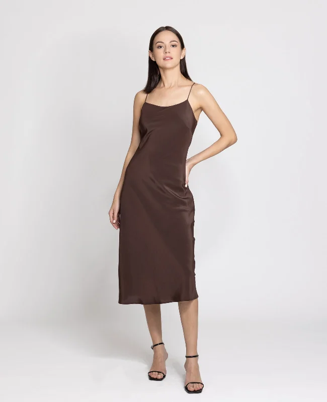 Great Bargains Silk Straight Neck Slip Dress