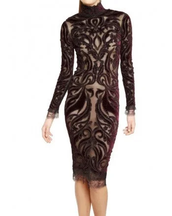 Sneak Peek Sale Emilio Pucci - Brand New Long Sleeve Beaded Embellished Burgundy + Black Velvet Dress NWT - IT 42
