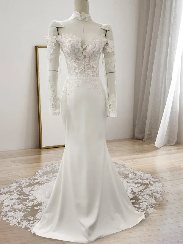 Must-Have Deals Trumpet/Mermaid Sweetheart Long Sleeves Lace Wedding Dresses