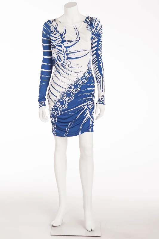 Clearance Event Emilio Pucci - Blue and White Print Long Sleeve Dress - IT 42