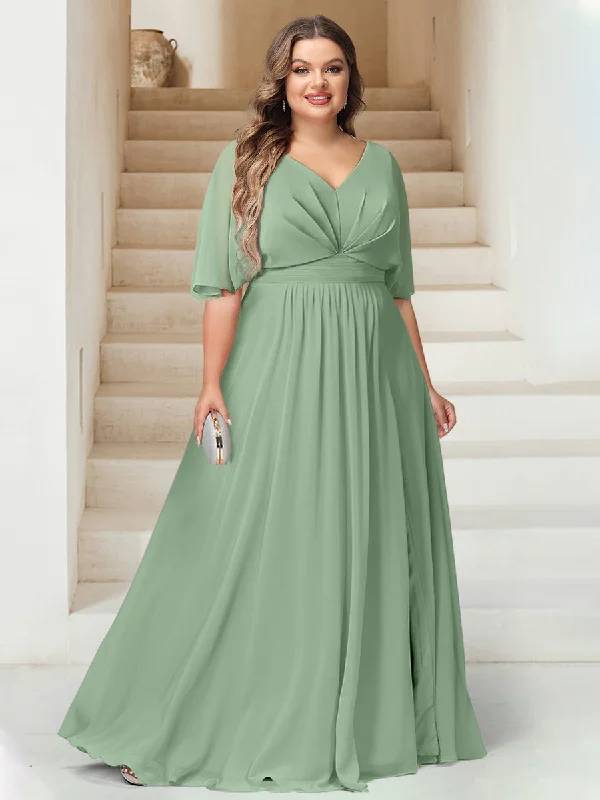 Sale Event A-Line/Princess V-Neck Floor-Length Backless Plus Size Bridesmaid Dresses Sale Event A-Line/Princess V-Neck Floor-Length Backless Plus Size Bridesmaid Dresses