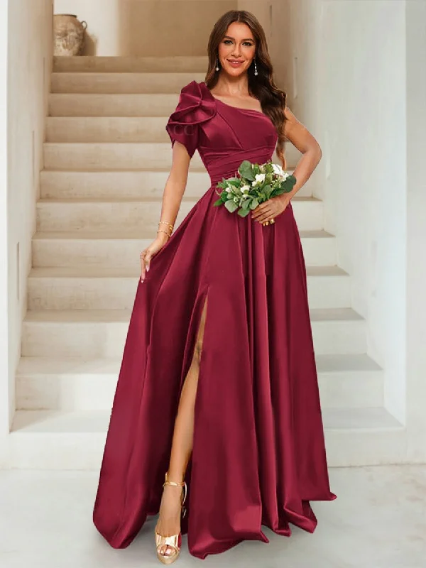 Super Sale A-Line/Princess One-Shoulder Asymmetrical Split Side	Bridesmaid Dresses