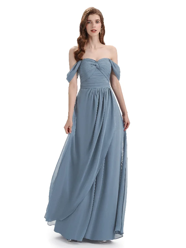 Deal Explosion Charming Off-The-Shoulder Sweethert Floor Length Bridesmaid Dresses