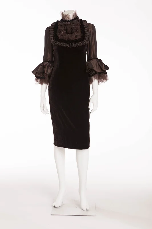 Grand Opening Sale Naeem Khan - NWT Brown 3/4 Sleeve Velvet Dress - US 6