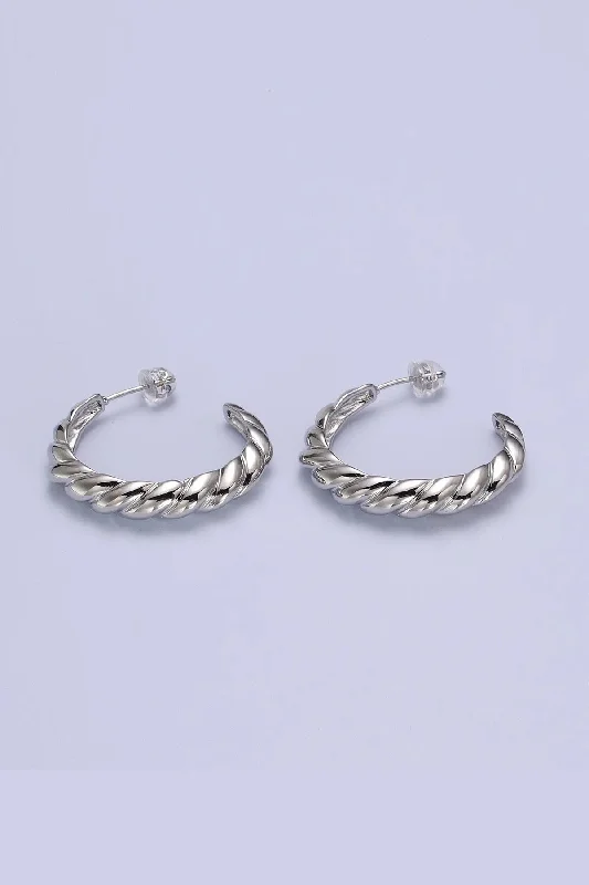 Savings Alert Twisted Hoop Earrings - Silver