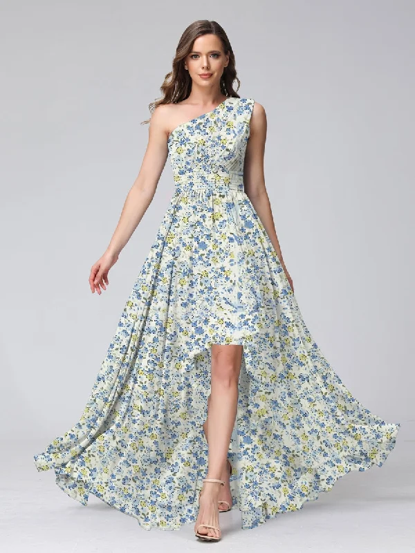 Online Only A-Line/Princess One-Shoulder Sleeveless Ruched Floral Bridesmaid Dresses Online Only A-Line/Princess One-Shoulder Sleeveless Ruched Floral Bridesmaid Dresses