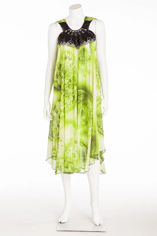 Special Price Jean Paul Gaultier - Lime Green Chiffon Dress with Slip - IT 42