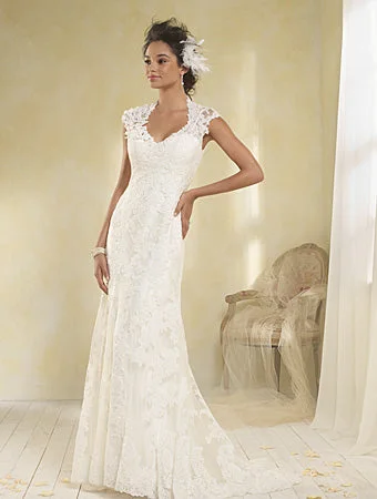 Limited Time Alfred Angelo Floral Cap Sleeves Lace Gown/8516