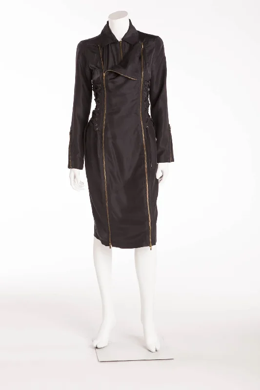 Daily Specials Chloe - Black Long Sleeve Dress with Gold Zippers - IT 42