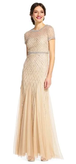 Take Advantage Adrianna Papell Cap Sleeve Beaded Gown/09190494