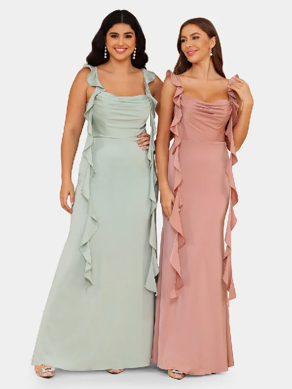 The Best Prices Sheath/Column Scoop Sleeveless Evening Dresses with Watteau Train