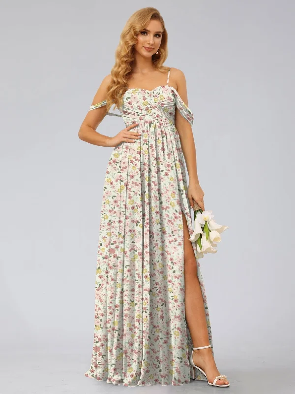 Clearance Items A-Line/Princess Cold Shoulder Sleeveless Split Side Floral Bridesmaid Dresses Clearance Items A-Line/Princess Cold Shoulder Sleeveless Split Side Floral Bridesmaid Dresses