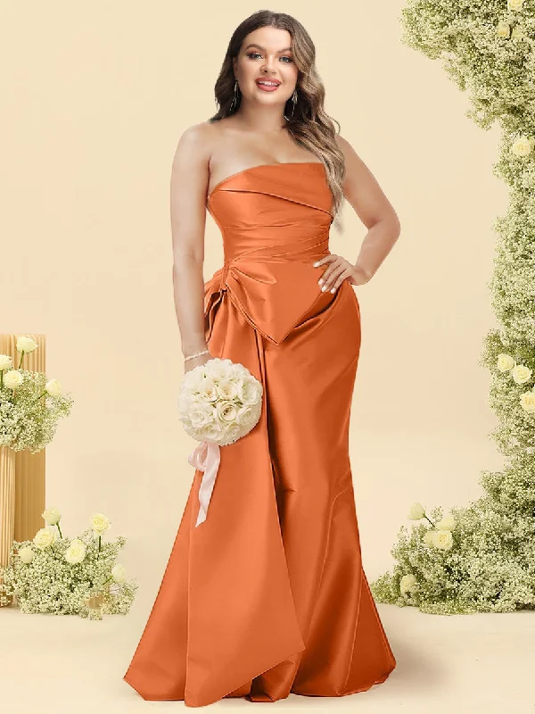 Final Clearance A-Line/Princess Off-the-Shoulder Floor-Length Plus Size Bridesmaid Dresses With Bowknot Sash