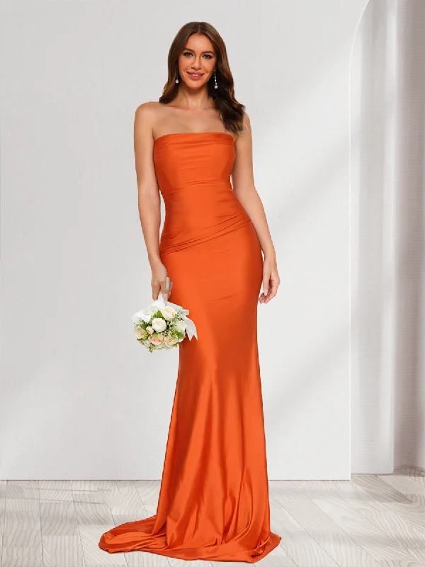 Discount Days Trumpet/Mermaid Strapless Sleeveless Ruched Bridesmaid Dresses