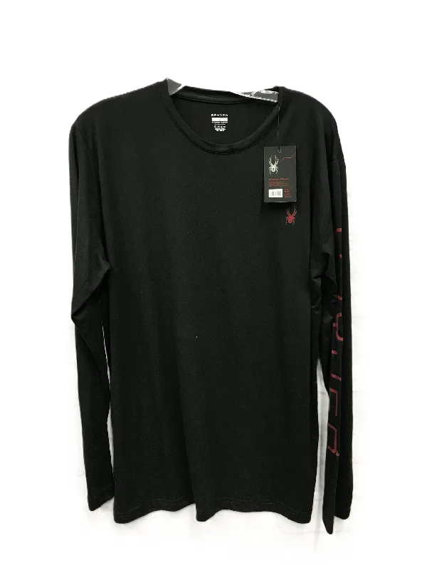 Limited Time Black Athletic Top Long Sleeve Collar By Spyder, Size: L