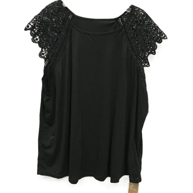 Exclusive Preview Black Top Short Sleeve By Shein, Size: 4x