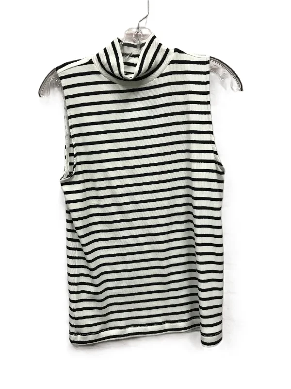 Deal of the Day Black & White Top Sleeveless By Loft, Size: L