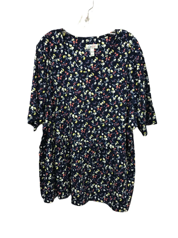 Special Promotion Blue Top Short Sleeve Basic By Denim And Co Qvc, Size: 3x