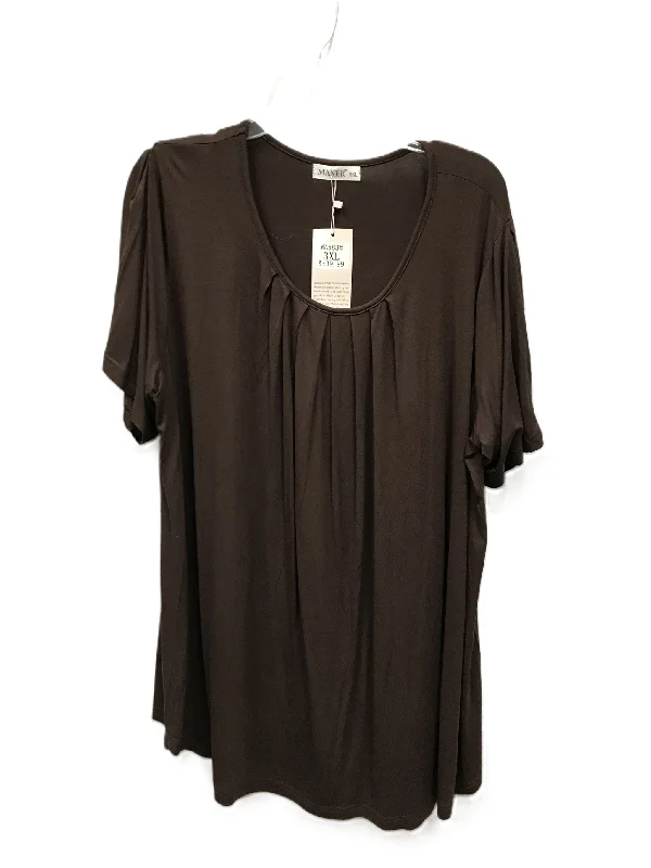 Price Fest Brown Top Short Sleeve By maner, Size: 3x
