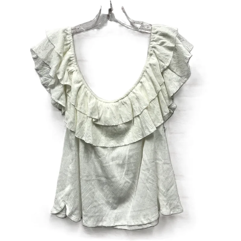 Midnight Madness Cream Top Short Sleeve By Anthropologie, Size: Xl