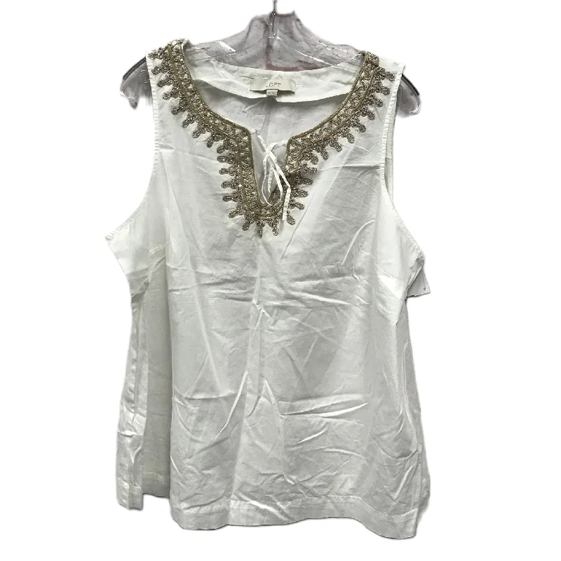 Fantastic Offers Cream Top Sleeveless By Loft, Size: 1x