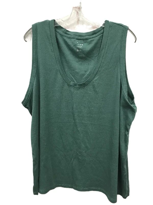 Overstock Green Top Sleeveless By A New Day, Size: 3x