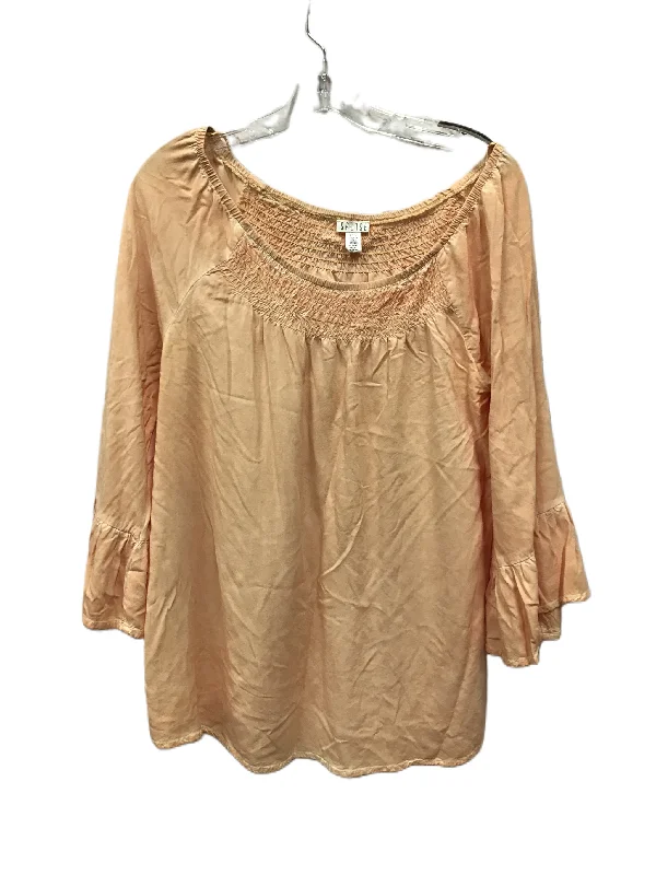 Year-End Sale Orange Top 3/4 Sleeve By Spense, Size: L