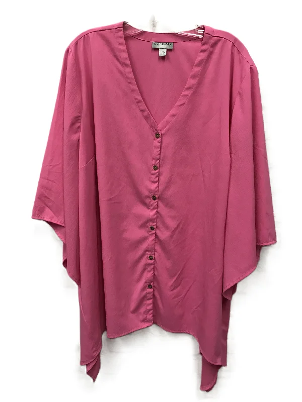 Final Markdown Pink Top Long Sleeve By Catherines, Size: 2x