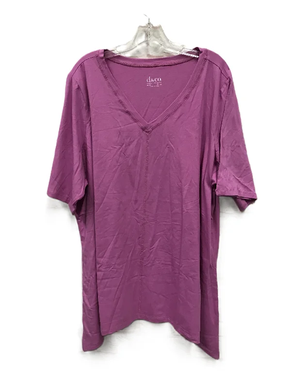 Steals and Deals Purple Top Short Sleeve Basic By Denim And Co Qvc, Size: 3x