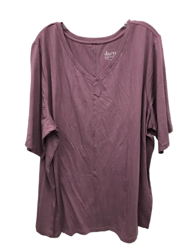 Act Now Purple Top Short Sleeve Basic By Denim And Co Qvc, Size: 3x