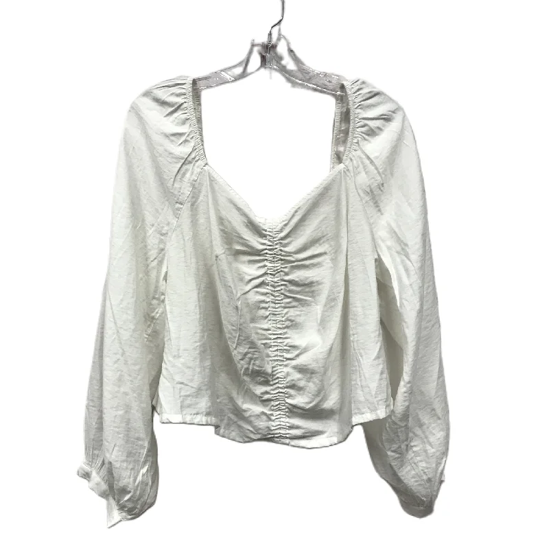 YEAR-End Sale White Top Long Sleeve By A New Day, Size: Xxl