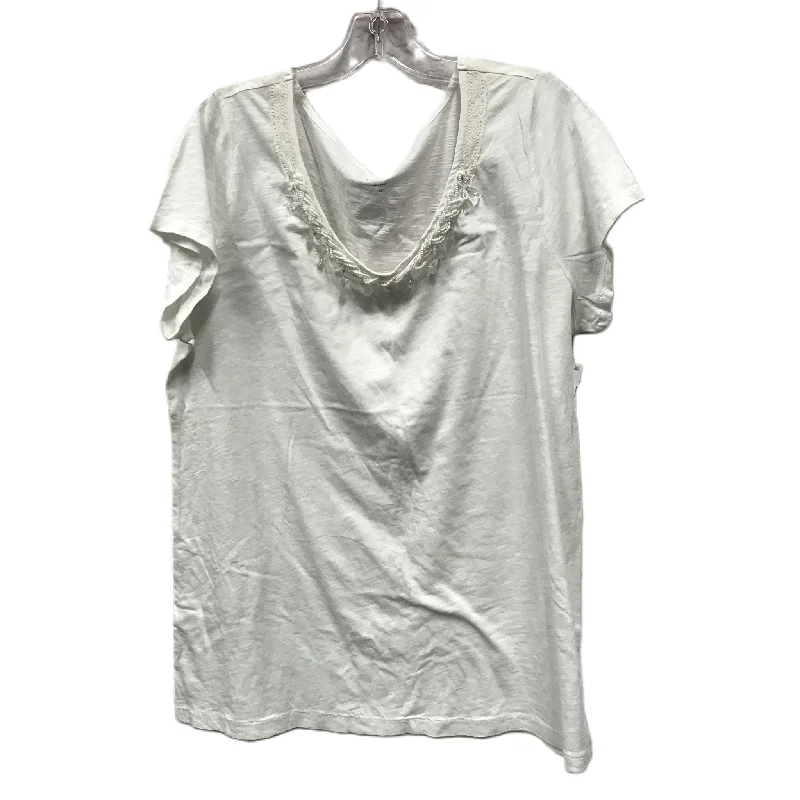Discount Deals White Top Short Sleeve By Loft, Size: 1x