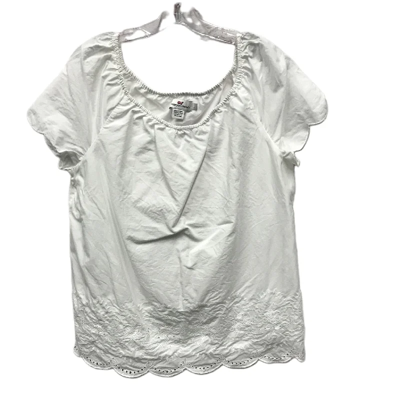Don't Wait White Top Short Sleeve By Vineyard Vines, Size: L