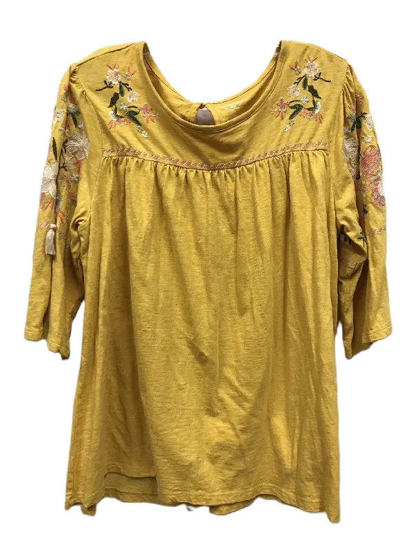 One-DAY Sale Yellow Top Short Sleeve By St Johns Bay, Size: Xl