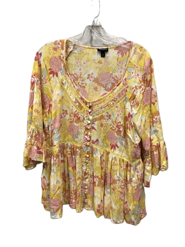 Anniversary Sale Yellow Top Short Sleeve By Torrid, Size: 1x