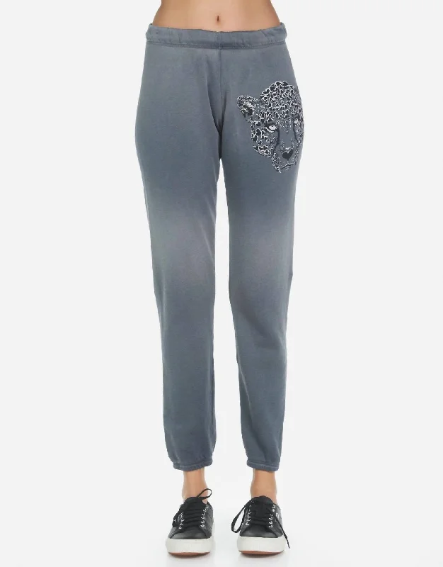 Limited Time Brynn Heart Leopard Sweatpants In Grey