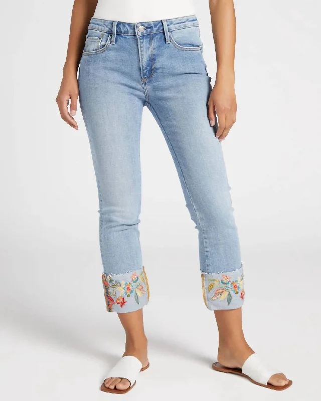 Price Drop Alert Colette Feathery Leaf Jeans In Light Wash