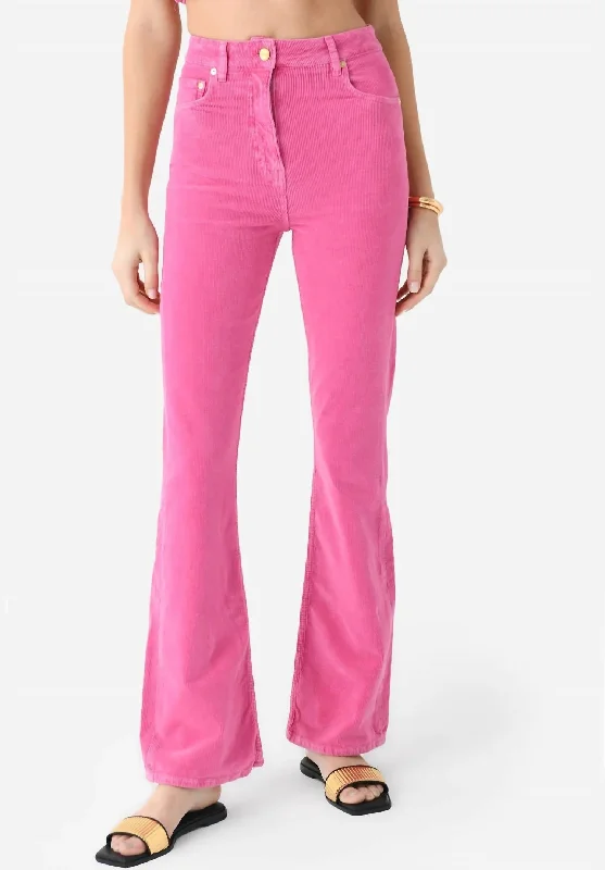 Major Savings Corduroy Blend Flared Jean In Cone Pink