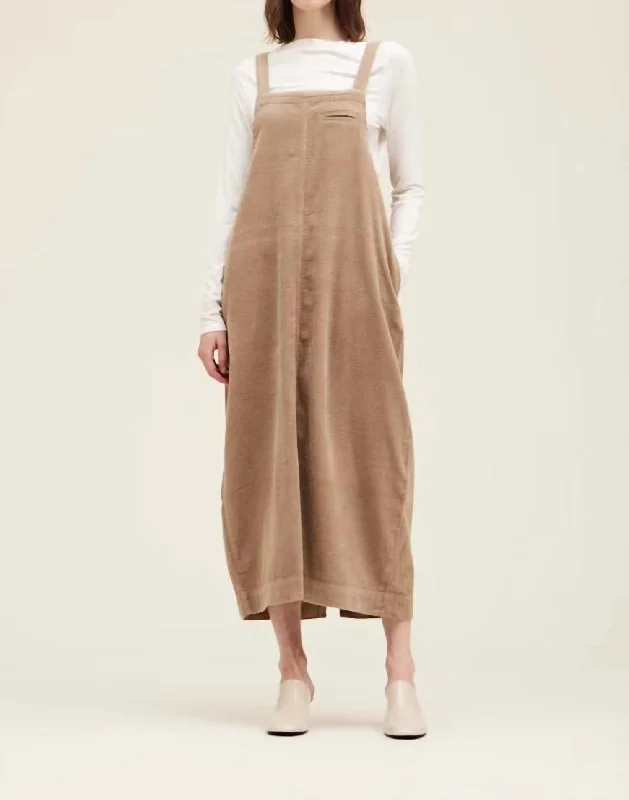 YEAR-End Sale Corduroy Coverall Skirt In Tan
