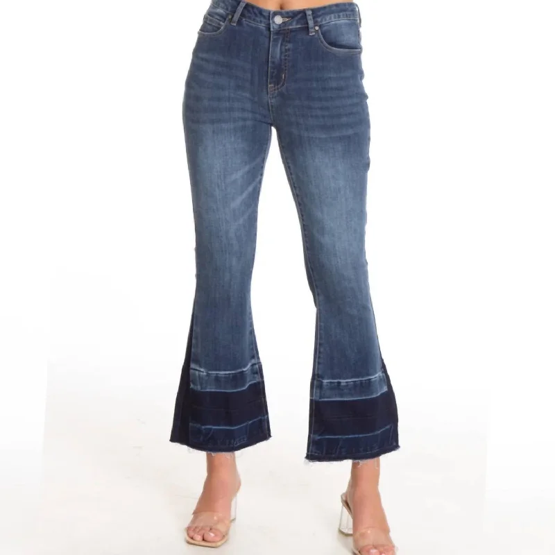 Seasonal Clearance Crop 2 Tone Jean In Medium Indigo