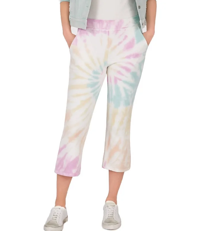 Super Sale Cropped Flare Tie Dye Sweatpants In White
