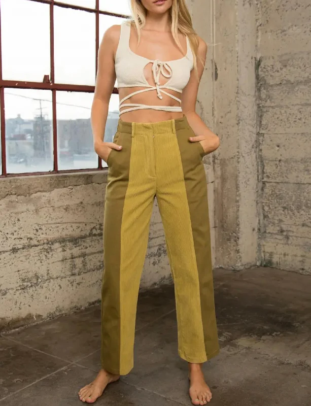 Year-End Clearance Danielle Split Panel Pants In Lime