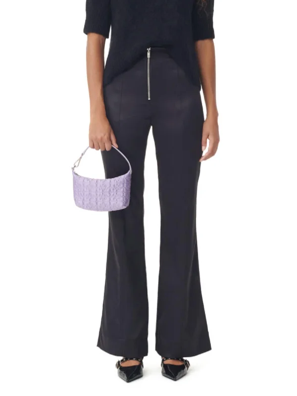One-DAY Sale Double Satin Flared Pants In Black