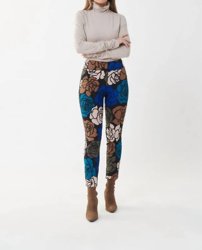 Price Break Floral Slim Leg Pants In Black/multi