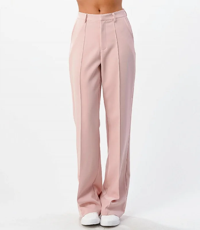 Low Prices Front Seam Wide Leg Pants In Light Pink
