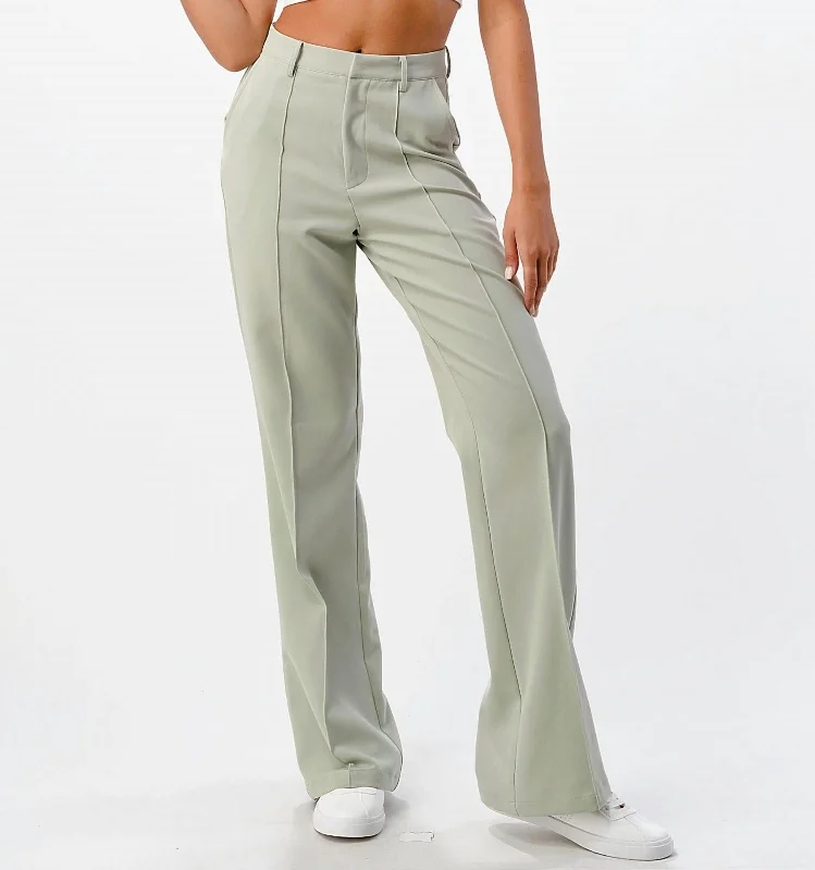 Lowest Price Front Seam Wide Leg Pants In Sage