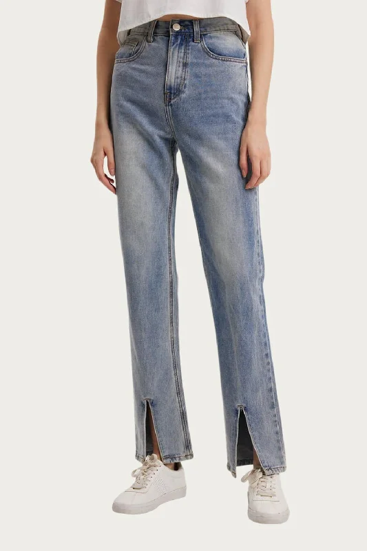 Extra Savings High-Rise Split Hem Jeans In Blue