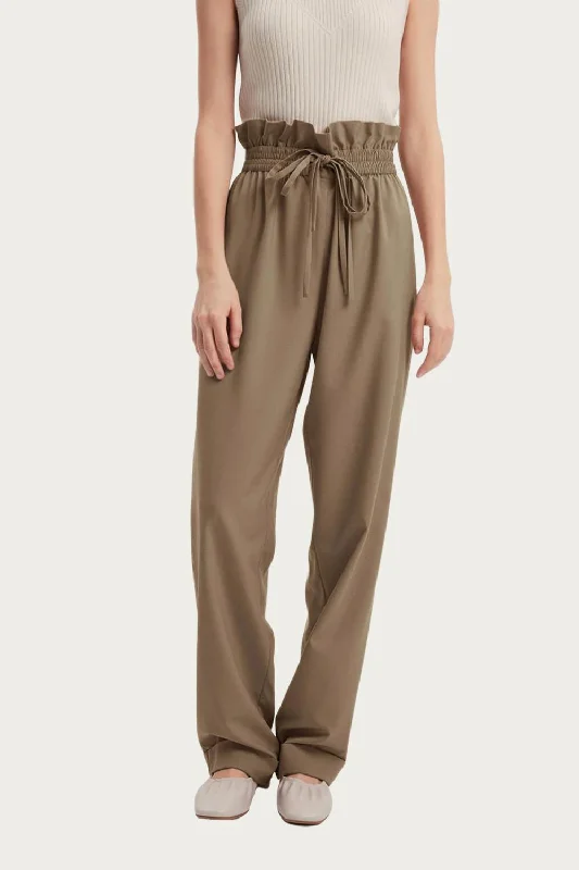 Mega Sale High-Rise Straight Wool-Blend Pants In Khaki