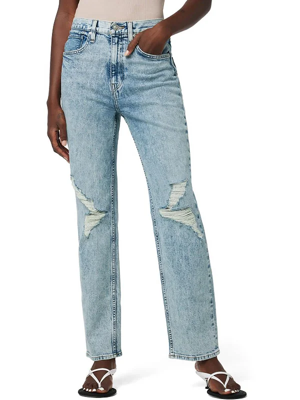 Super Sale Jade Womens High Rise Distressed Straight Leg Jeans